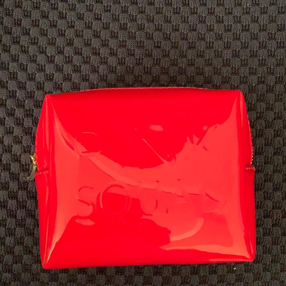 YSL hot pink square makeup pouch